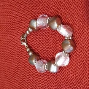 Child's bracelet 6 in pink and amber beads Lobster Claw closure